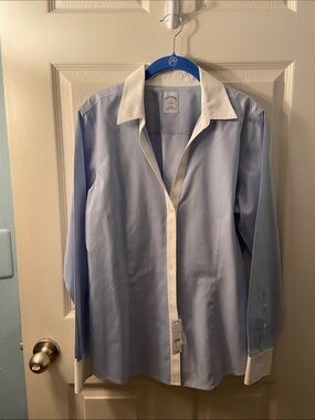 Brooks Brothers  Light Blue Dress Shirt with White Contrast Trim NWT